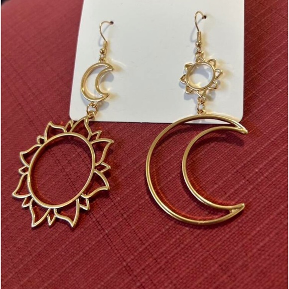 Boho Sun Moon Cut Out Elegant Gold Sliver Black - Picture 2 of 11